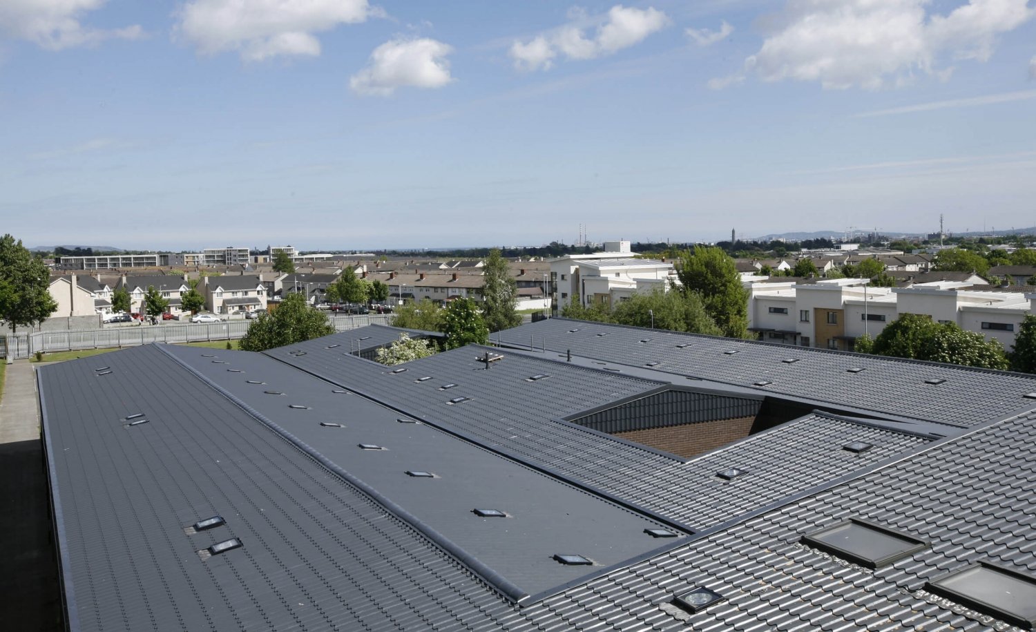 Installation of a new roof structure for a commercial office building in Ireland.