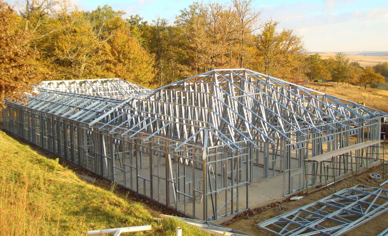 Rural build using light steel framing for a residential home in South Africa.